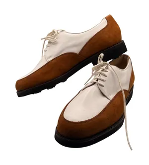 Tag Golf Cleats Two Tone Saddle Oxford Shoes Size 7 Brown White Leather Suede thumbnail 1