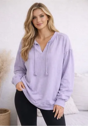 Aerie Easy Street Oversized Sweatshirt Size XL Purple thumbnail 1