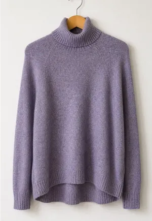 J Crew Turtleneck Sweater Women Medium Purple Alpaca Wool Blend Knit Preppy thumbnail 1
