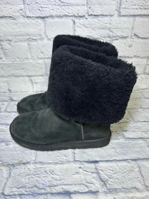 UGG Boots Womens 9.5 Classic Tall Shearling Winter Black Suede Leather Fur thumbnail 2