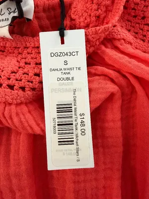 Michael Stars Dahlia Waist Tie Tank Top Orange Crochet Detail Size Small New NWT thumbnail 8
