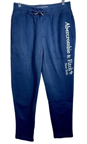 Abercrombie & Fitch Soft AF Fleece Navy Blue White Logo Jogger Sweatpants Size S thumbnail 1