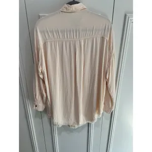 Bohme Boho Button-Up Tunic Shirt Peach Oversized Soft Girl Utility Raw Hem thumbnail 4