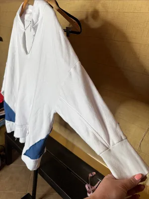 Free People Star Girl Oversized Pullover Sweatshirt XS/S White Blue Star Rare thumbnail 5