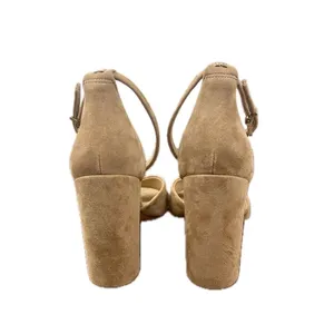 Sam Edelman Yancy Suede Block Heel Sandals Nude Beige Ankle Strap - Size 10 thumbnail 6