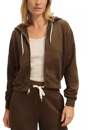 Buck Mason Vintage Interloop Full-Zip Hoodie XL River Rock Brown French Terry thumbnail 1