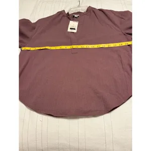 A New Day Popover Blouse Womens Small Mauve Textured Band Collar Bishop Sleeve thumbnail 6