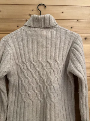 Fisherman Women’s Med Wool Cashmere Turtleneck Cable Knit Sweater Ireland FLAW thumbnail 8