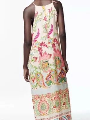 ZARA PRINTED FLOWING DRESS SIZE M Multicolored | 7933/029 BLOGGERS FAVOURITE thumbnail 2