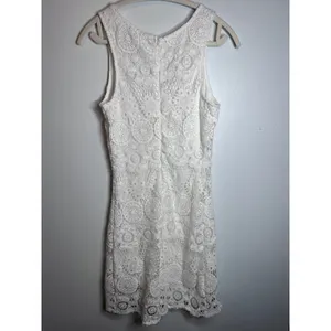 Youarenotalone White Crochet Lace Medallion Mini Dress Sleeveless Medium thumbnail 2