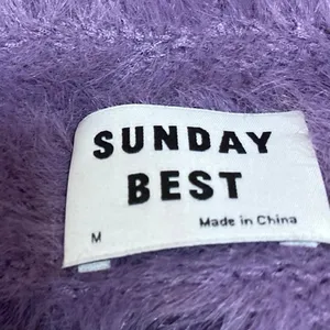Aritzia Sunday Best Purple Fuzzy Faux Fur Button Crop Cardigan Sweater Top Sz M thumbnail 4