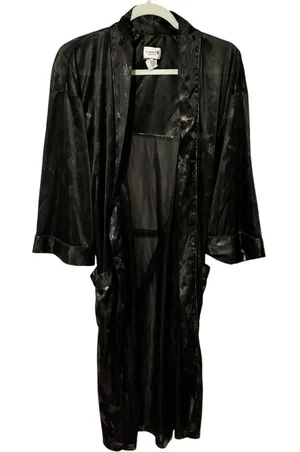 Playboy Size Small/Medium Black Satin Bunny‎ Print Belted House Bath Robe thumbnail 1