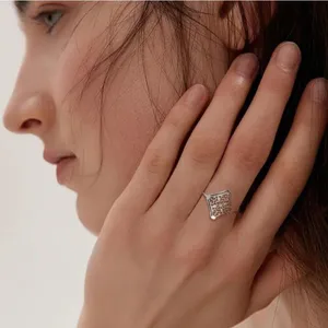 NEW 14k White Gold Plated 316L Cut Out Hollow Filigree Flower Ring,‎ Size 8 thumbnail 6