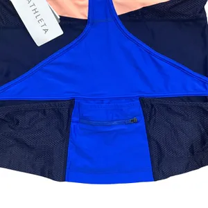 Athleta Womens Tri-Ssential Cycling Tankini Top Blue Peach Mesh Rear Pockets L thumbnail 4
