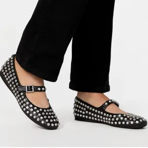 A New Day Issa rhinestone black mary jane ballet flats women’s Size 9 1/2 thumbnail 2