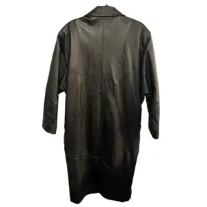 Women's Black Leather Trench Coat Size Medium Vintage Grunge Goth Matrix 90's thumbnail 2