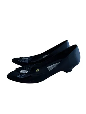DIANE VON FURSTENBERG Vintage Black Bow Kitten Heels Size 7 thumbnail 3