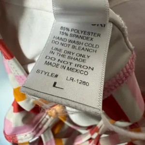 Lime Ricki Swim Top Womens Large Pink Red‎ Orange Striped Ladder Back Bikini thumbnail 4
