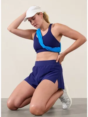 Athleta M Fast Route Lasercut Run Short Medium Deep Marine Purple thumbnail 5