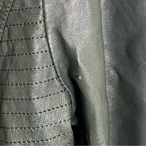 Women's Juniors Harmony & Havoc Faux Leather Jacket Hooded Zipper Size XL Green‎ thumbnail 6