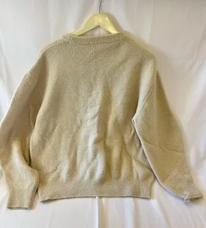 Zara Women's Beige Knit Oversized Crew Long Sleeve Pullover Sweater Top Size M thumbnail 6