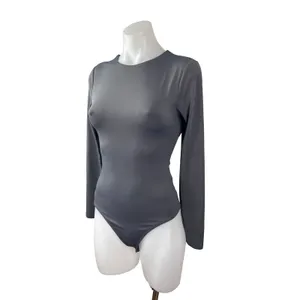 Express Body Contour Gray Long Sleeve Backless T Shirt Bodysuit Top Size XS thumbnail 3