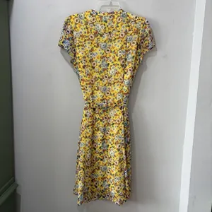 MSK dress Yellow Floral Knee Length‎ Dress 8 Short Sleeve Tie Waist Cottagecore thumbnail 8