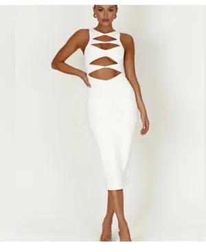 Meshki Cut-Out Dress White thumbnail 3