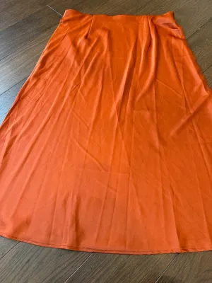 Silk Women's Orange A-Line Midi Skirt Large - C30-030 thumbnail 4