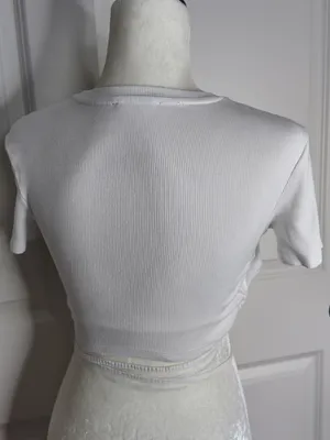 Zara Cotton Cropped Tie Up Top While Size S thumbnail 3