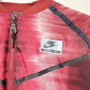 Nike International Women’s Sheer Mesh Bomber Jacket Red Black Size S thumbnail 6