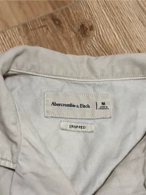 Abercrombie Western Cropped Camp Shirt Cream Cowboy Austin TX Embroidered M thumbnail 3