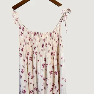 Free People Intimately Floral Smocked Gauze Midi Dress Cream Purple XS thumbnail 5