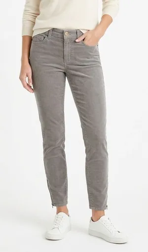 J.Crew Corduroy Pants Women’s Size 30 Gray Skinny Ankle Zip‎ Stretch thumbnail 1