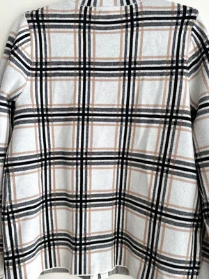 Rachel Zoe Women’s Plaid Sweater Jacket, Black/White/Tan, Fall Outerwear, Large thumbnail 13