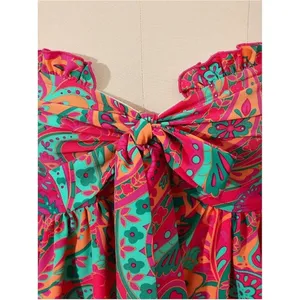 Floral Tube Crop Top Strapless‎ Tie Front Boho Pullover Bandeau Size M thumbnail 4