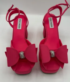 Steve Madden Aerin Satin Platform Heels Rhinestone Bow Pink size 8 Barbiecore thumbnail 1