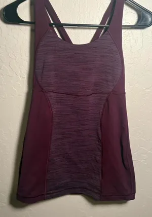 Lululemon Energy Criss Cross Tank Top Plum Purple. 14 inches pit to pit so Sz 6. thumbnail 1