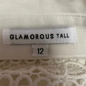 Glamorous White Button Down Lace Crochet Trim 3/4 Sleeve Midi Shirt Dress Sz 12 thumbnail 4