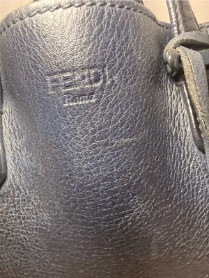 Fendi Dark Navy Leather Tote with Hanging Tag thumbnail 11