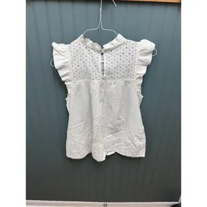 Vineyard Vines White Eyelet Flutter Sleeve Top Ruffle Neck 2W001368 NWT S‎ thumbnail 3