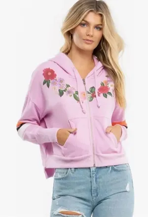 NWT Wildfox Theo Rose Stripe Hoodie Jacket thumbnail 1