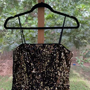 Milly Elle Gold Sequin Feather Hem Party Dress Size 4 thumbnail 4