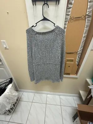 Free People Women's Size M Gray Marled Knit V-Neck Sweater thumbnail 4