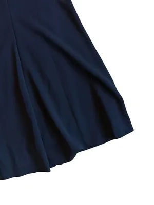 BHLDN Navy Halter Crisscross Back Pleated Maxi Dress Gown Evening Size 4 Women's thumbnail 13