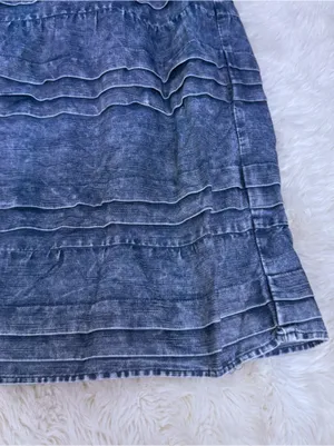 SOFT‎ SURROUNDINGS Smocked Chambray Denim Maxi Dress Large Petite Sleeveless thumbnail 8