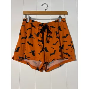 Rae Dunn Halloween Bats Lounge Sleeps Shorts Women's Size M Orange Drawstring thumbnail 2
