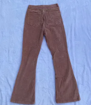 pink high waisted corduroy flare pants thumbnail 2