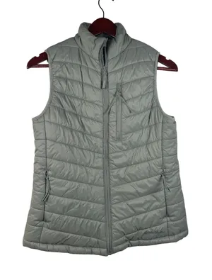 Eddie Bauer Puffer Vest Small‎ EB001794 Sage Green Quilted Zip Up Outdoor Hiking thumbnail 1