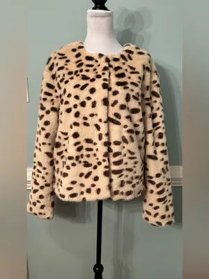 a new day Cream and Brown Faux Fur Leopard Jacket thumbnail 5